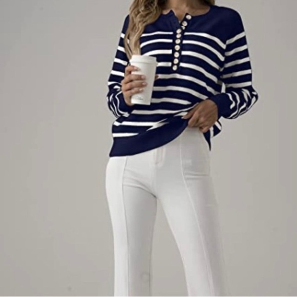 NWT-SUPRELOOK-STRIPED SWEATER-SIZE LARGE - Picture 4 of 6